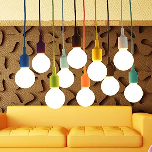 Art Silicone Home Lampada a sospensione a soffitto Portalampada Appeso Base per apparecchio Presa American Modern retrò testa singola Colorato