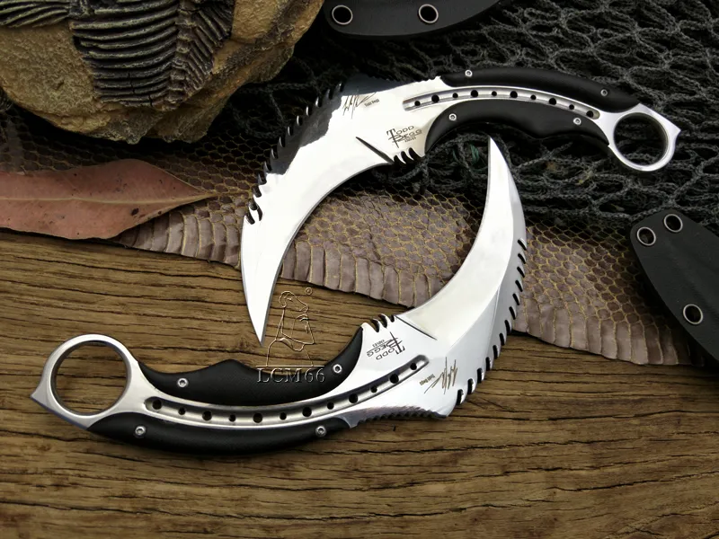 LCM66 Lustro Light Scorpion Claw Nóż Todd Begg Outdoor Camping Jungle Survival Battle Karambit Stałe Ostrze Noże Noże Obroty