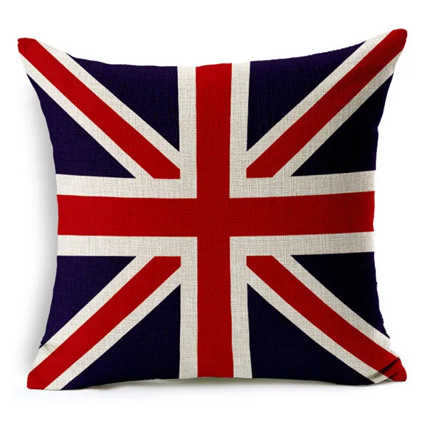 Federa cuscino con bandiere nazionali Gran Bretagna e Stati Uniti Australia Decorazione auto Federa cuscino in cotone e lino Fodera cuscino divano quadrato
