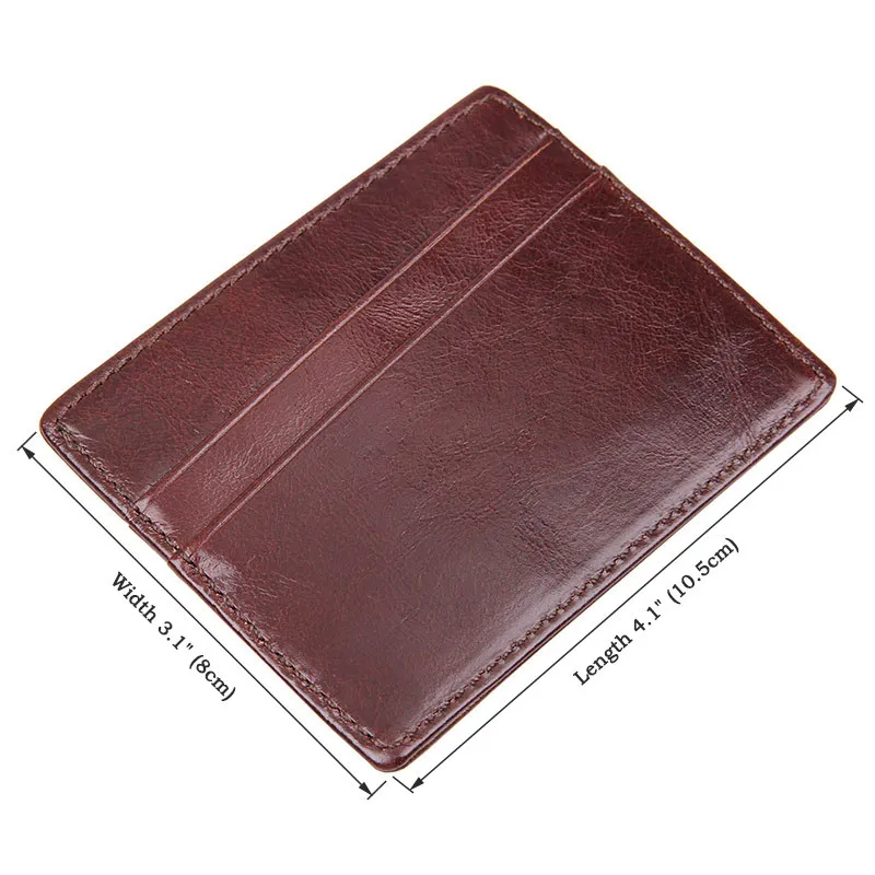 Rfid Blocking Slim ID Card Wallet for Men Red Brown Crazy Horse Leather Credit Card Holder 2017 Vintage Designer ID Card Case