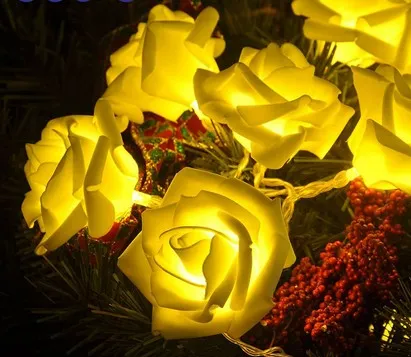 30/20LED Rose Flower Led Chrismas Lights NewYear Wedding Romantic Christmas Decoration String Fairy Light Rose 3.2M/2.2M BatteryOperated