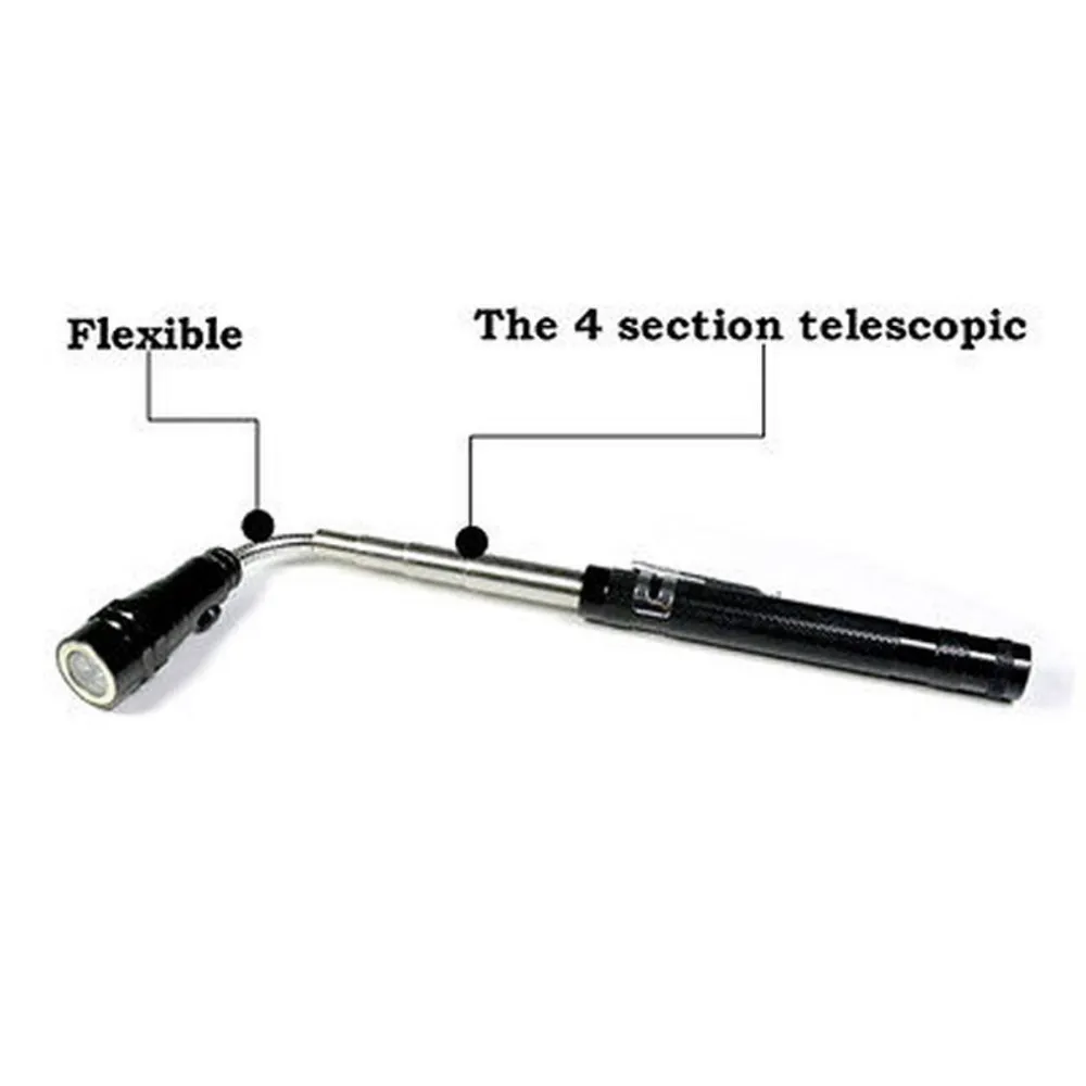 Difícil de usar caixa de alumínio Telescópica Flexível 3 LED Lanterna Tocha Magnética Pick Up Tool Lâmpada Luz atacado