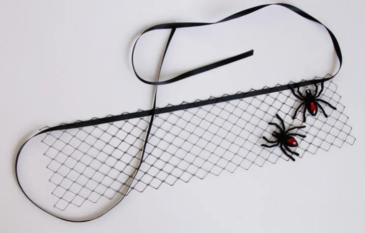 Halloween schwarzer Netzschleier mit Spinne, Damen-Abschlussball-Kostüm, Maskenball, Mitternachtsparty, Maske, Henne-Augenmaske, COS, Hexen-Teufel-Kostüm