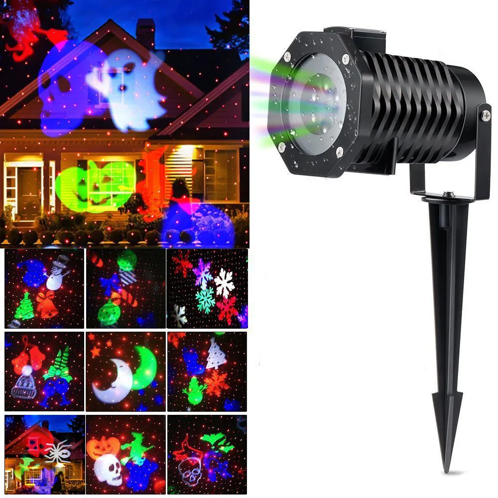 Christmas Light Projector Ucharge Rotating Projector Snowflake Spotlight LED Light Show för Halloween Party Holiday Decoration1115675