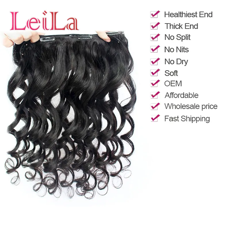 Clip de cheveux vierge malaisien dans les cheveux humains Clip d'onde lâche dans les extensions de cheveux humains 70120G Wave lâche 8596687