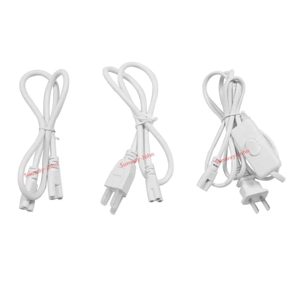 T8 T5 connector double end 2ft 3ft 4ft 5ft 6ft power cords with switch US EU AU Plug for integrated led tube lights