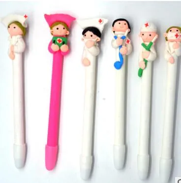 Cute Cartoon Doctor Nurse Ballpoint Pen Polymer Caly Ball Point Pens for Writing Stationery School Office Supplies