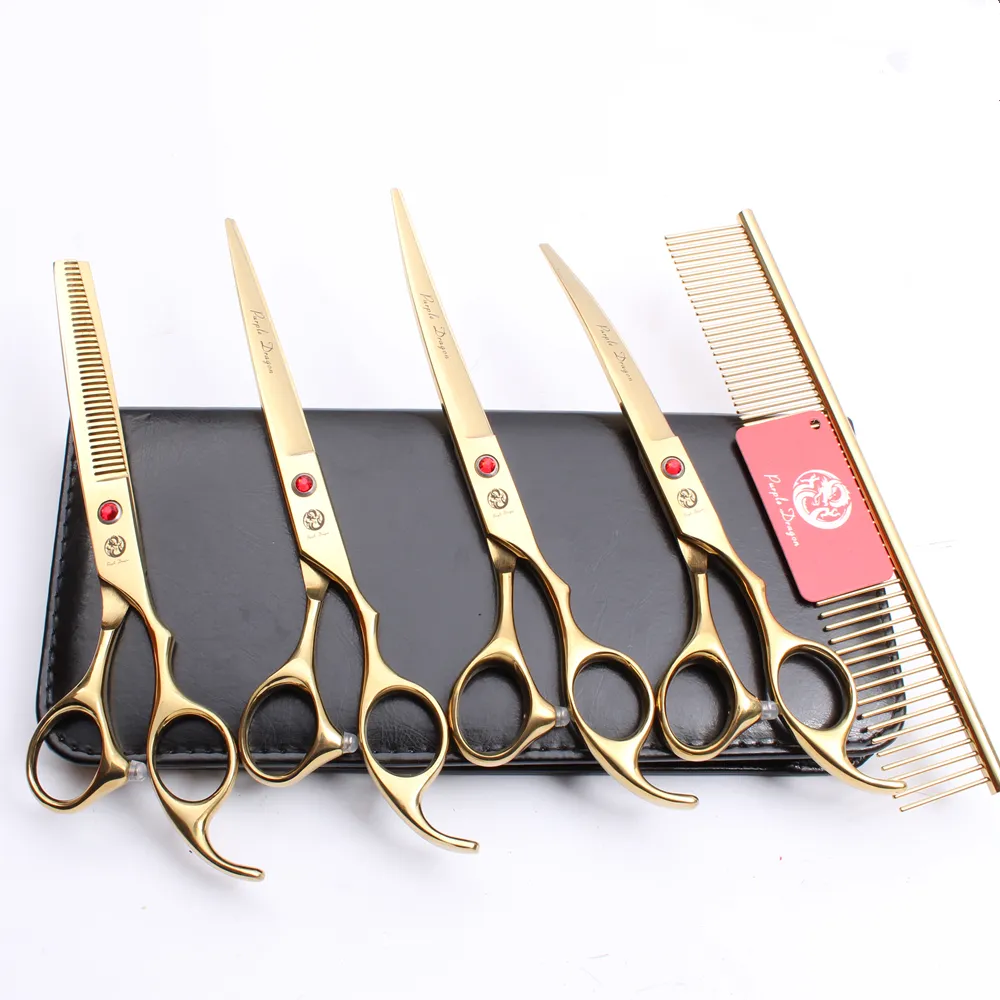 Z3003 7039039 440CパープルドラゴンプロフェッショナルペットグルーミングヘアハサミCOMBCUTTITIONTHINNINGUPDOWN CURVED SHEARS do9629956