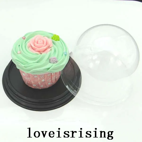 100 stücke = 50 sätze Klar Kunststoff Cupcake Kuchen Dome Gefälligkeiten Boxen Container Hochzeit Party Decor Geschenk Boxen Hochzeit kuchen Boxen Liefert