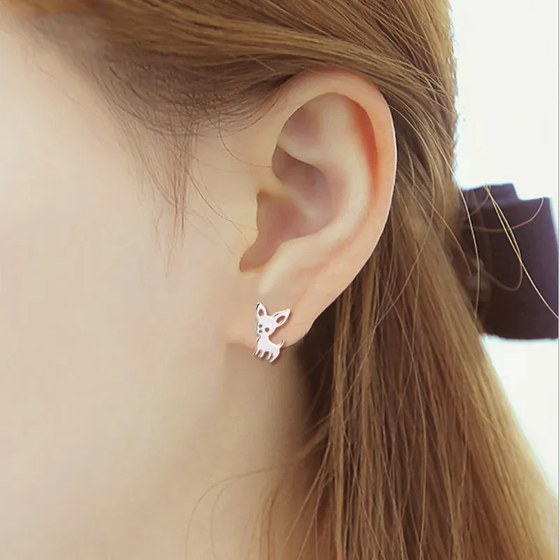 Everfast Chihuahua Baby Dog Earring 스테인리스 스틸 스터드 이어링 액세서리 어린이를위한 보석 grils 여자 EFE069