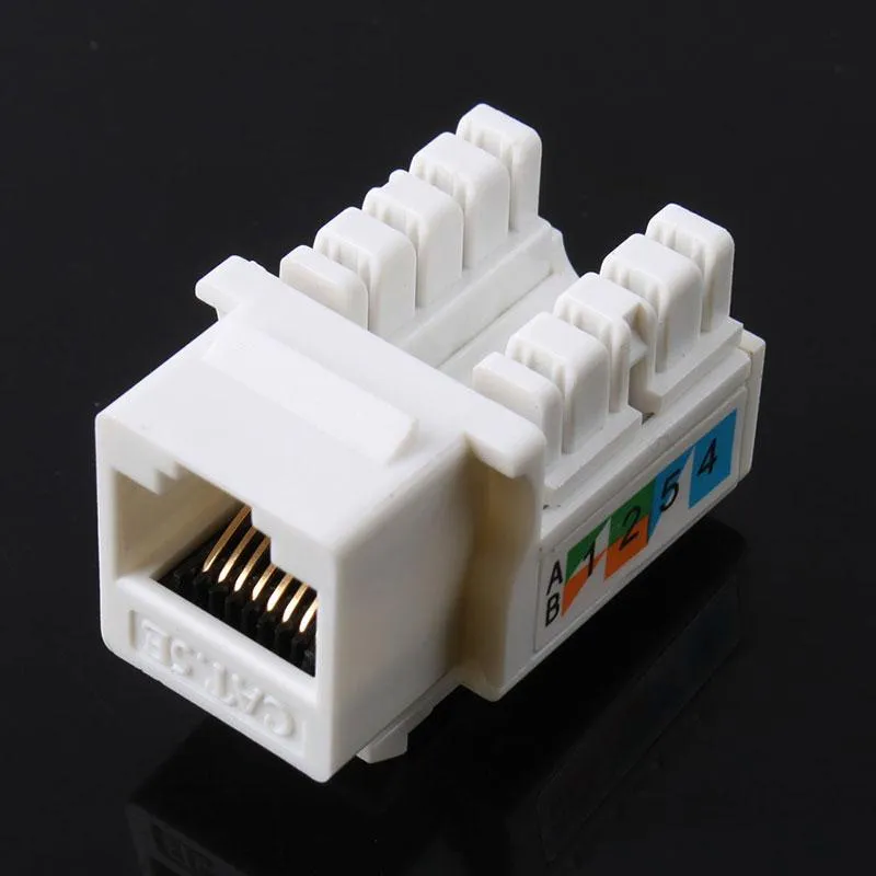 Cat5E 110 펀치 다운 키스톤 잭 RJ45 8P8C CAT5 네트워크 이더넷 모듈 어댑터 커플러 흰색