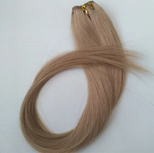 Eliber 20 polegadas 50g / pcs / pacote de seda retas suave 100% humano Remy trama do cabelo / tecelagem # 16 extensões de cabelo castanho claro