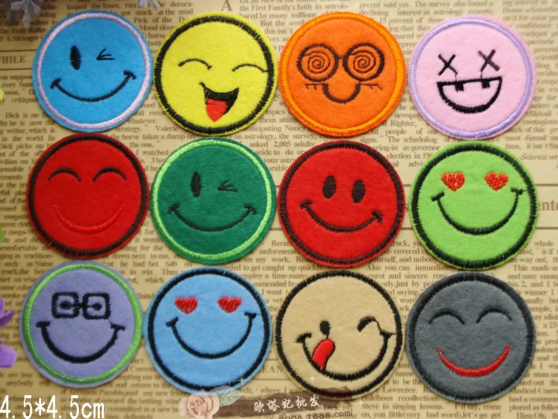 Wholesale-free shipping 120pcs different smail faces Embroidered Cloth Iron On Patch Sew Motif Applique Embroidery