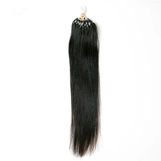 Loop Micro Ring Beads Tipped Remy Human Hair Extensions 100s 1g/s Jet Black for Women's Beauty Hairsalon in Fashion