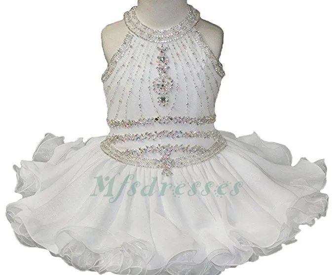 2017 Cute Halter Short Ball Gowns Girls Pageant Dresses Flower Girl