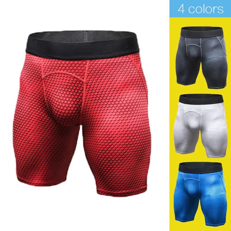 Hot męska Drukuj Sporty Spodenki Tight Shorts Szybki Suchy Odpowietrznik Running Legginsy Fitness Legginsy Mężczyzna Trening Gym Spodenki Sportowe