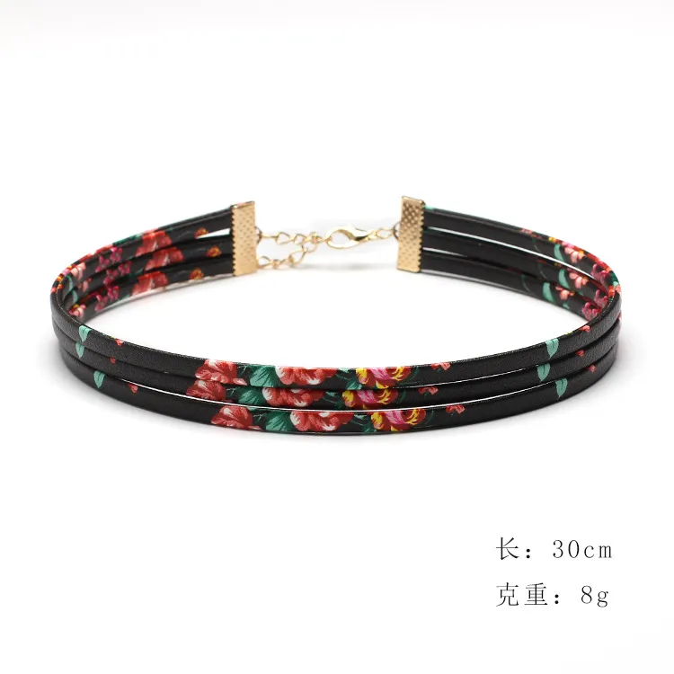 2017 new Hot Choker European and American necklace multi - storey flower leather necklaces chokers 