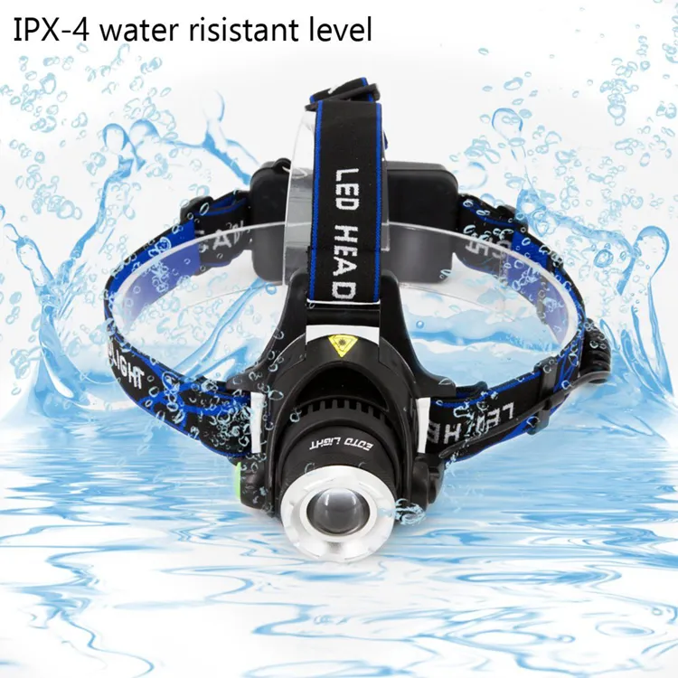 Waterproof LED Headlight CREE T6 Headlamp with 18650 Battery 2 Chargers Head Lamp LED Flashlights Head Torch Camping Fishing