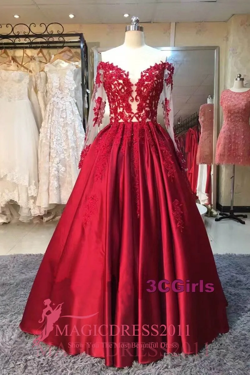 Real Photo Burgundy Arabic Evening Prom Dresses 2019 Off Shoulder Sexy Illusion Bodice Long Sleeves Floor Length Formal Girls Pageant Dress From Magicdress2011 150.51 DHgate.Com