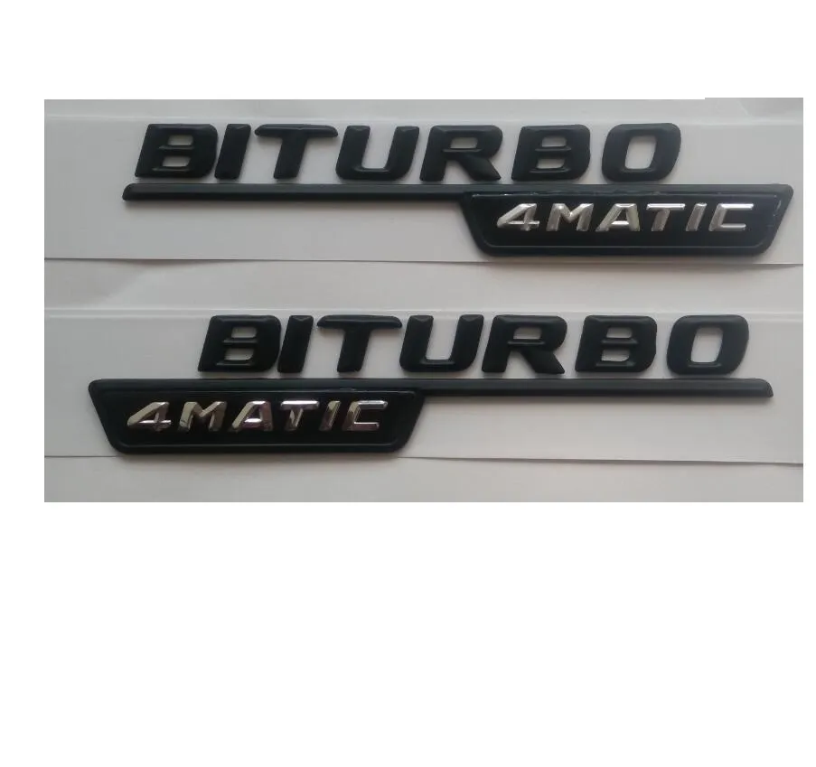 1 paire BITURBO 4MATIC Lettres Tronc Badge Emblème Autocollant pour Mercedes-Benz AMG