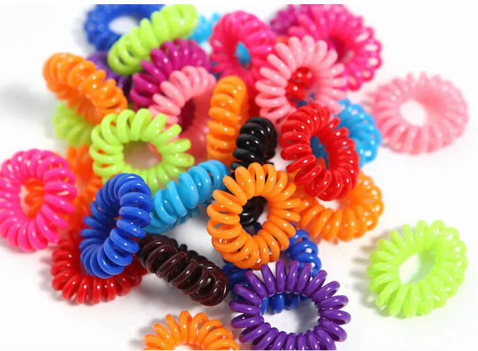 100PCS Ladies Elastic Rubber Hairband Phone Wire Hair Tie Ring Rope Band Ponytail #T701