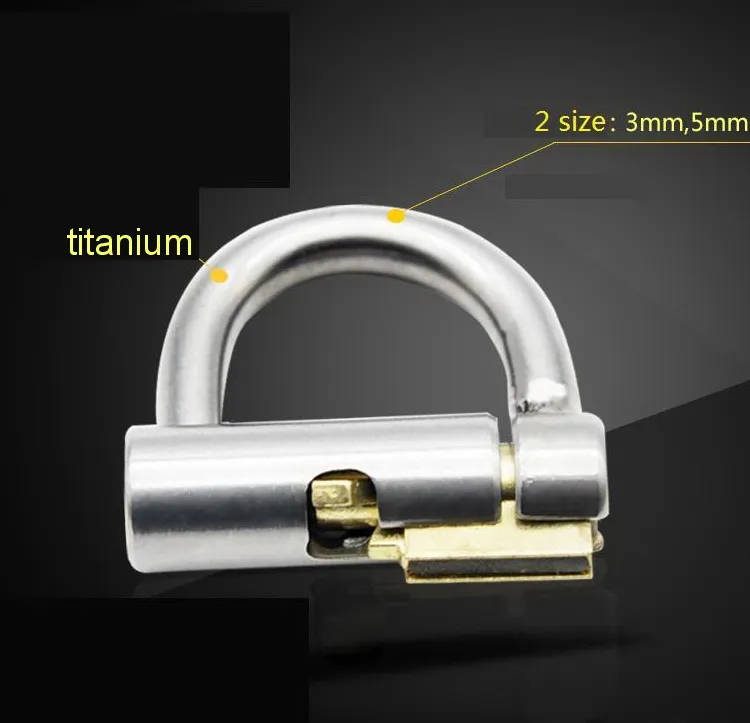 2017 Titanium D-Ring PA Lock Glans Piercing Dispositif de chasteté masculine Harnais de pénis Retenue BDSM Montage PA Ponction Esclave Outils Sex Toy