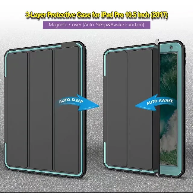 Heavy Duty Armor Depont Wtwarty Odporny na wstrząsy Hybrid Defender Case Auto Sleep Compake Cover dla IPAD 2017 2018 Pro 10.5 10.2 2019 2020 10 sztuk / partia