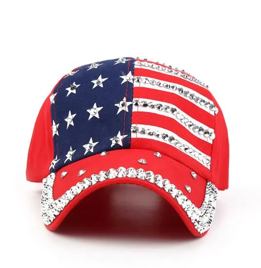 Tasarımcı Beyzbol Şapka Yaz Amerikan Bayrağı Hiphop Şapka Moda Rhinestone Cap Snapback Topu Şapka Boş Güneş Hat Caps