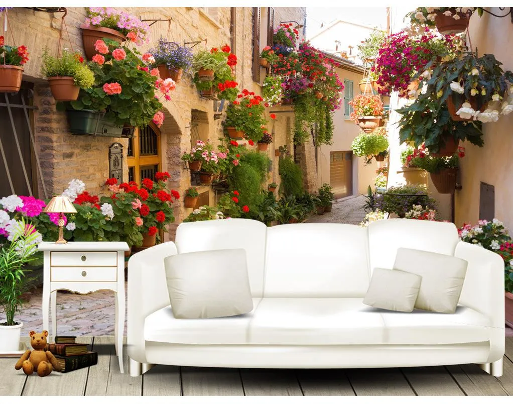 European garden alley sofa background wall TV wall murals mural 3d wallpaper 3d wall papers for tv backdrop