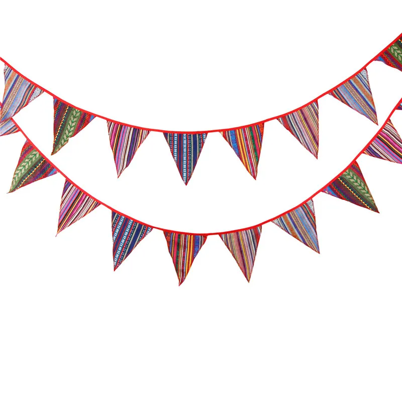 12 drapeaux 3.2m tente extérieure Style ethnique Polyester tissu banderoles fanions bannière guirlande mariage/fête d'anniversaire décoration