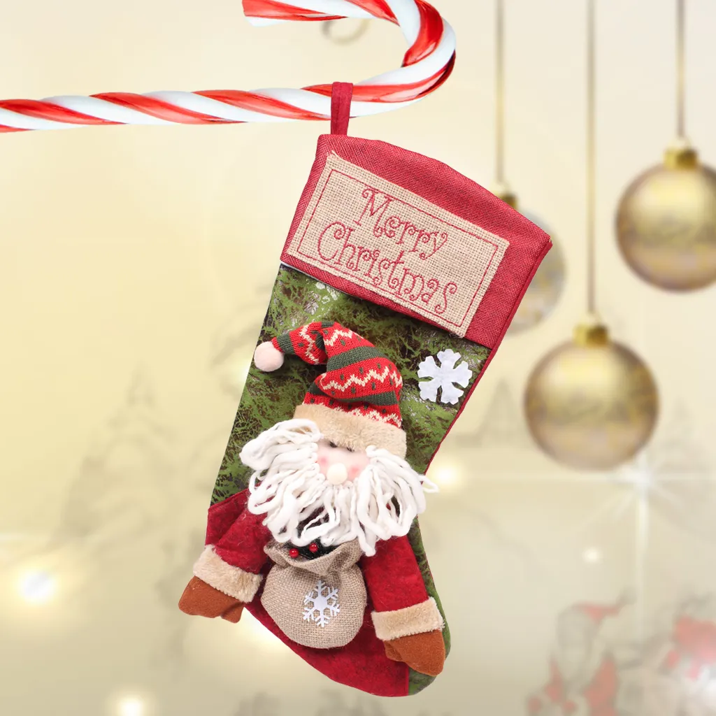 Calcetines largos Bolsa de Regalo de Dulces de Navidad Árbol de Navidad Ornamento Colgante Decoración Medias de Navidad calcetines decorativos de Navidad bolsas