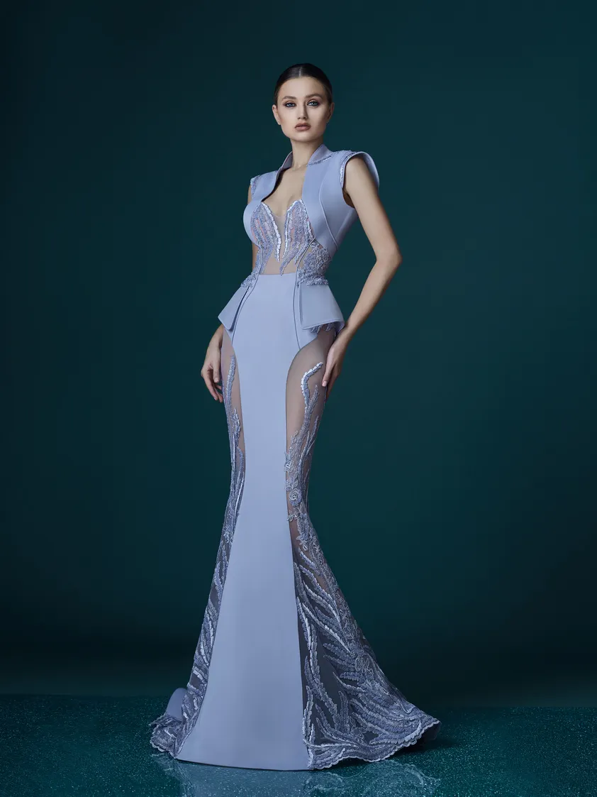 Lavender Mermaid Evening Dress with Art Deco-inspired Neck and Ruffle  Applique Satin Fabric Sweep Train from Dhgate Evening Dresses - price 166.21