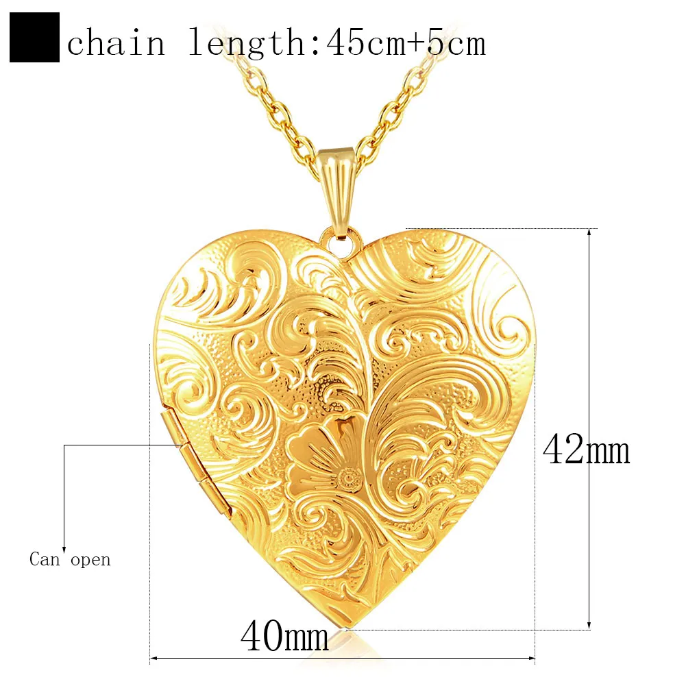 Partihandel Smycken Big Heart Lockets Halsband Charm Halsband 18K Guldpläterad Foto Locket Frame Hängsmycke Halsband för Kvinnor Flickor Lover Gift