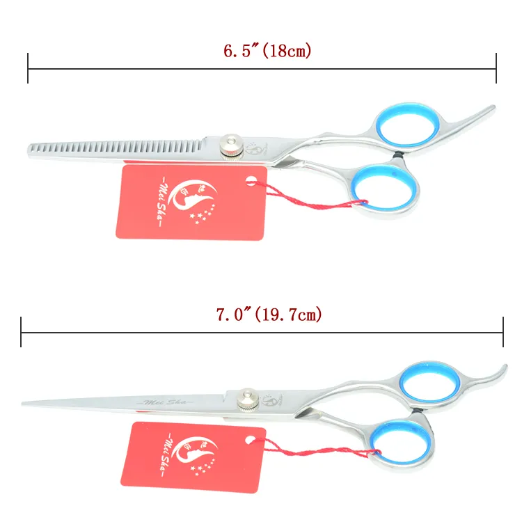 7.0Inch Meisha Pet Clippers Straight & Curved & Thinning Scissors with Comb Professional Pet Dog Grooming Scissors Kits.HB0063