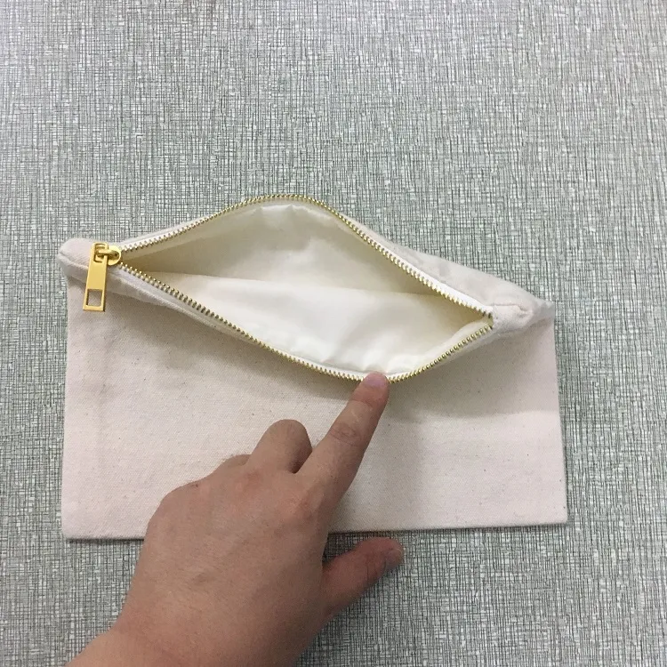 Blank white toiletry bag bleached white canvas makeup bag travel cosmetic pouch cotton clutch bag with metal zipper1723876