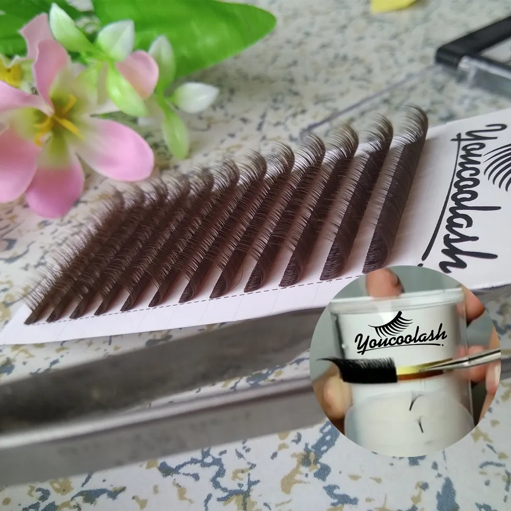 Czekoladowe Brown Volume Lash Extension Brown Camellia Lashes 3D-9D False Eyelash Extensions Wszystkie Rozmiar 0,07mm CD Curl 50% OFF Cena fabryczna