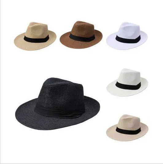 Été paille visière chapeaux pour femmes homme grand Cowboy chapeau haut de forme en gros 2021 mode vacances chapeau de soleil