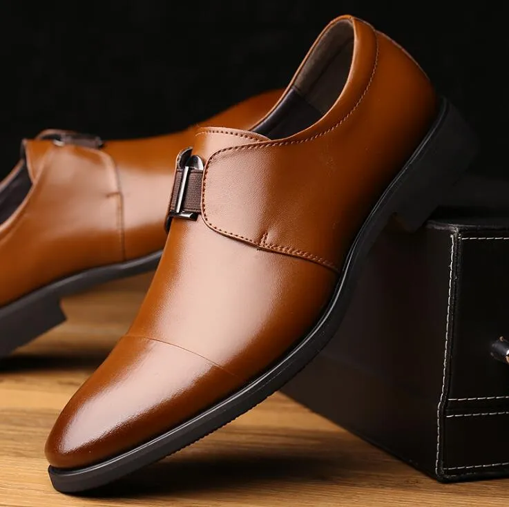 Gorąca sprzedaż Brytyjski styl Prawdziwej Skóry Mężczyźni Oxfords, Slip On Business Men Shoes Wedding Buty, Mężczyźni Sukienka Buty