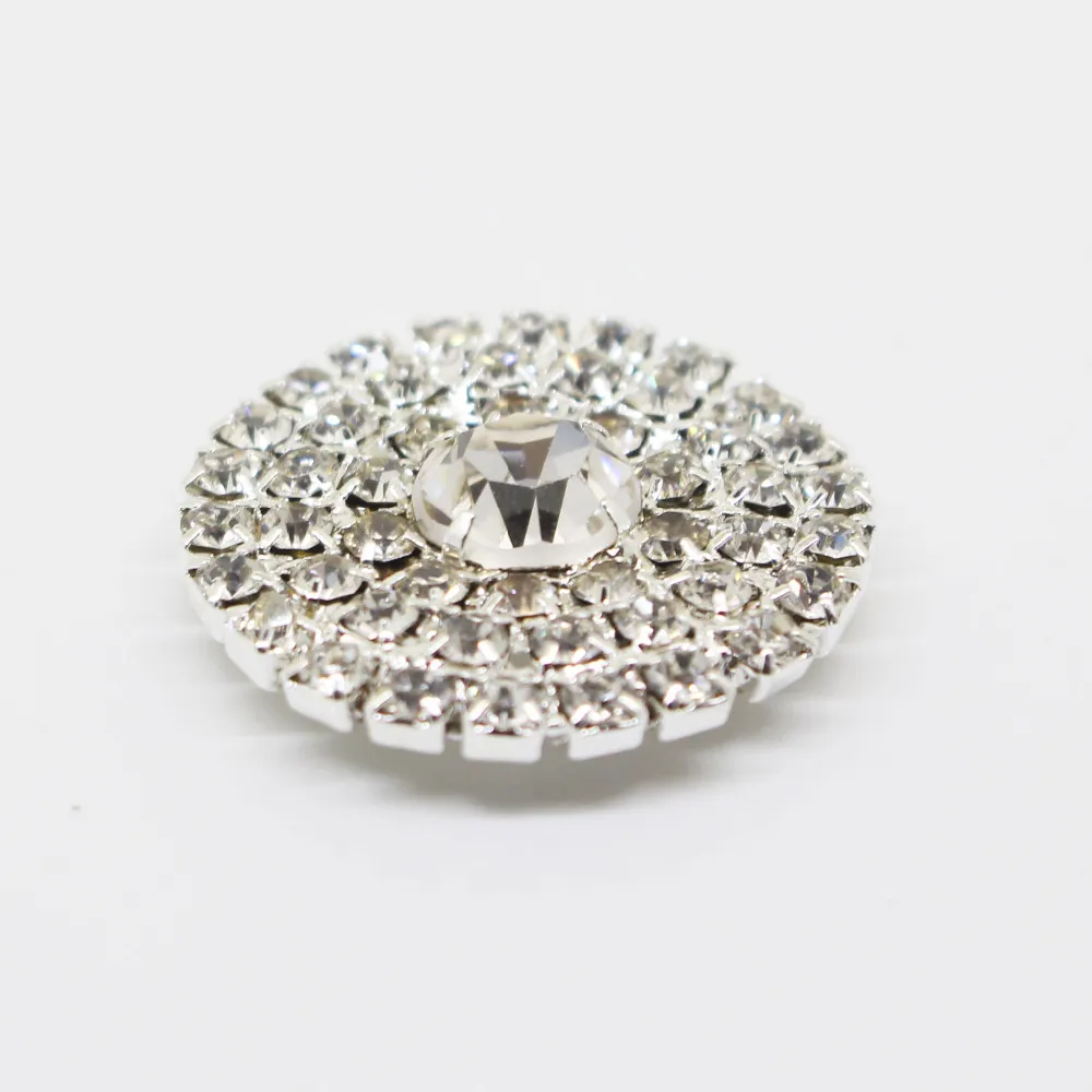 25mm Round Rhinestone Silver Button Flatback Decoration Crystal Buckles For Baby Hair Accessories296G