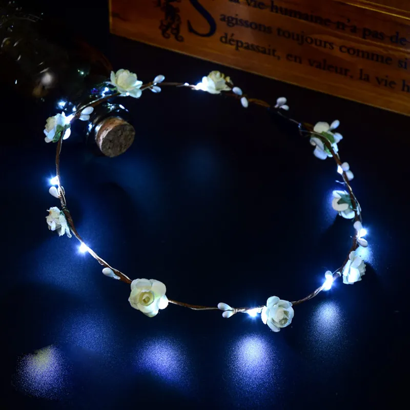 カラフルな点火LEDの花のヘッドバンドライトアップ花の髪の花輪の花輪の結婚式の女性の女の子のヘアアクセサリー