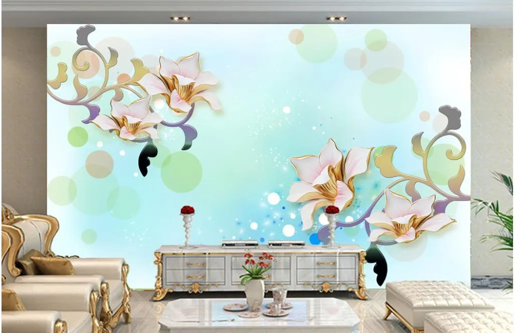Магнолия цветок высокого класса теплый сон гостиная телевизор настенная роспись 3d обои 3D обои для рабочего стола для ТВ фон