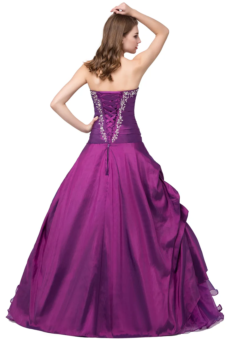 Nowe tanie zapasy fioletowe sukienki Quinceanera na 15 imprezę Słodko 16 Formalne suknie imprezy balowe rozmiar rozmiar 216 QC2126402888