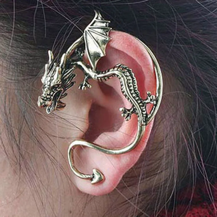 Vintage Ear Cuff Earrings Dragon Punk Womens Mens Clip On Earring Jewelry wholesale