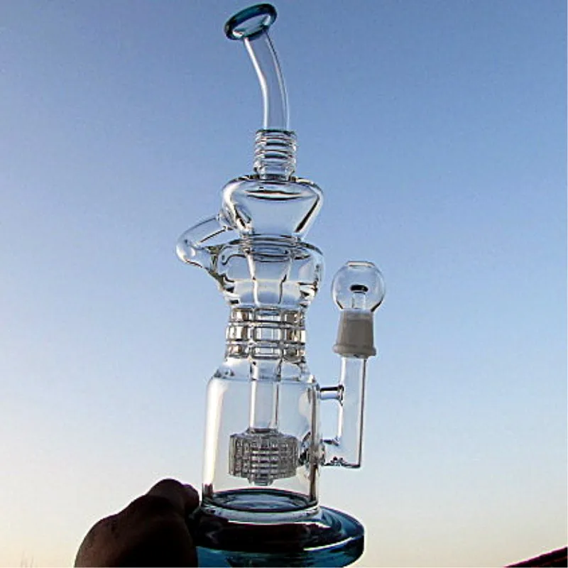 Hittman 스모키 엑센트가있는 유리 버블 러 토로봉 Glass Vapor Rigs Oil rig 유리 리사이클러 수관 18.8mm