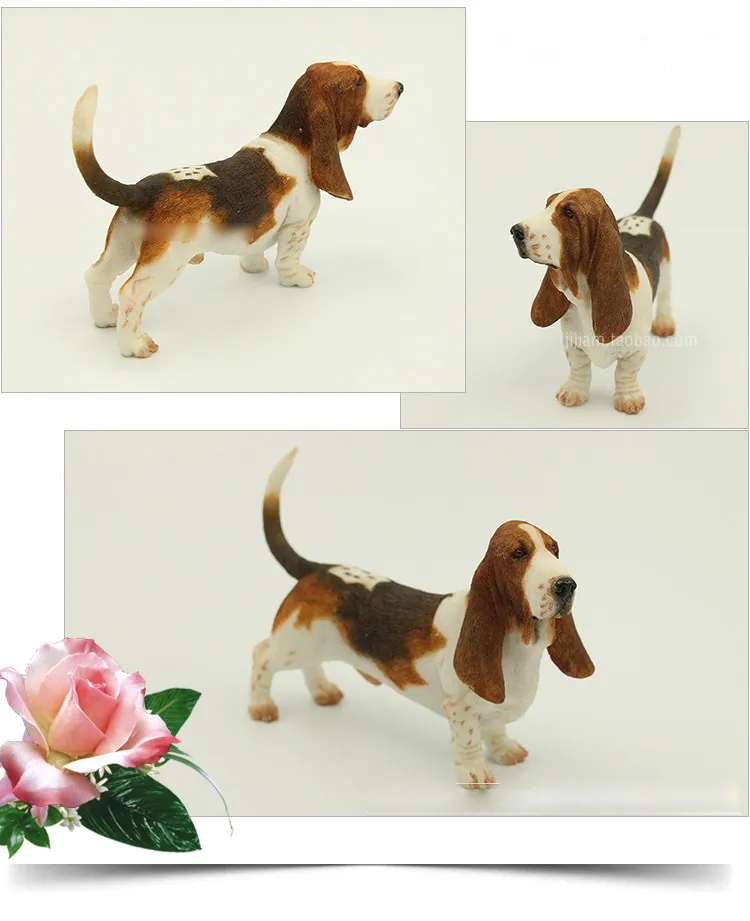 Arts and Crafts Figurine - Standing Puppy Sculpture 6 inches Basset Hound Statue for Dog Lovers