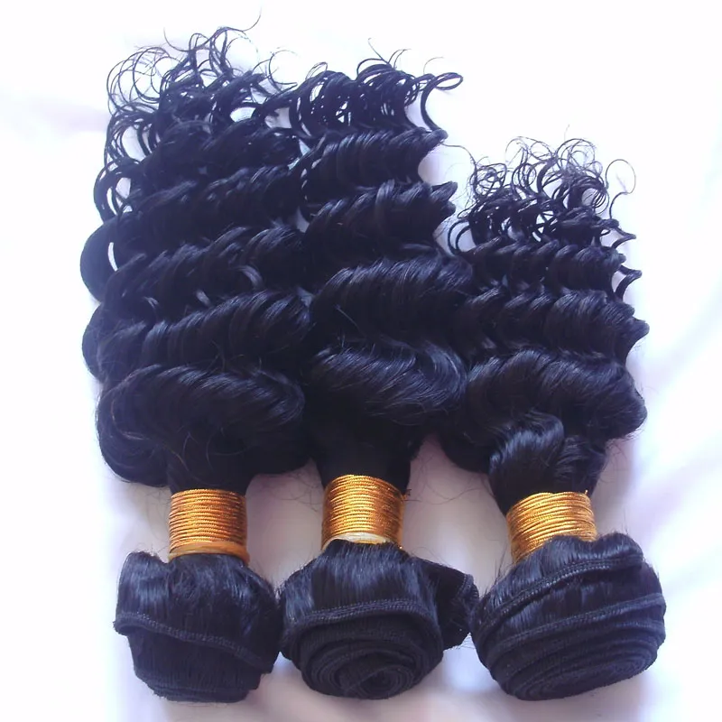 Capelli vergini del tempio indiano grezzo intrecciano fasci di capelli umani a onda profonda 3 pezzi colore naturale 8A grado tingibile 830 pollici32742087630067