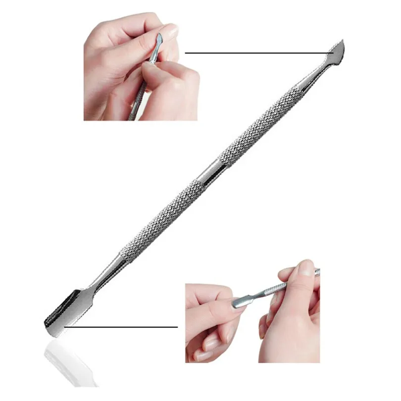 Stainless Steel Cuticle Remover Double Sided Finger Dead Skin Push Nail Cuticle Pusher Manicure Nail Care Tool