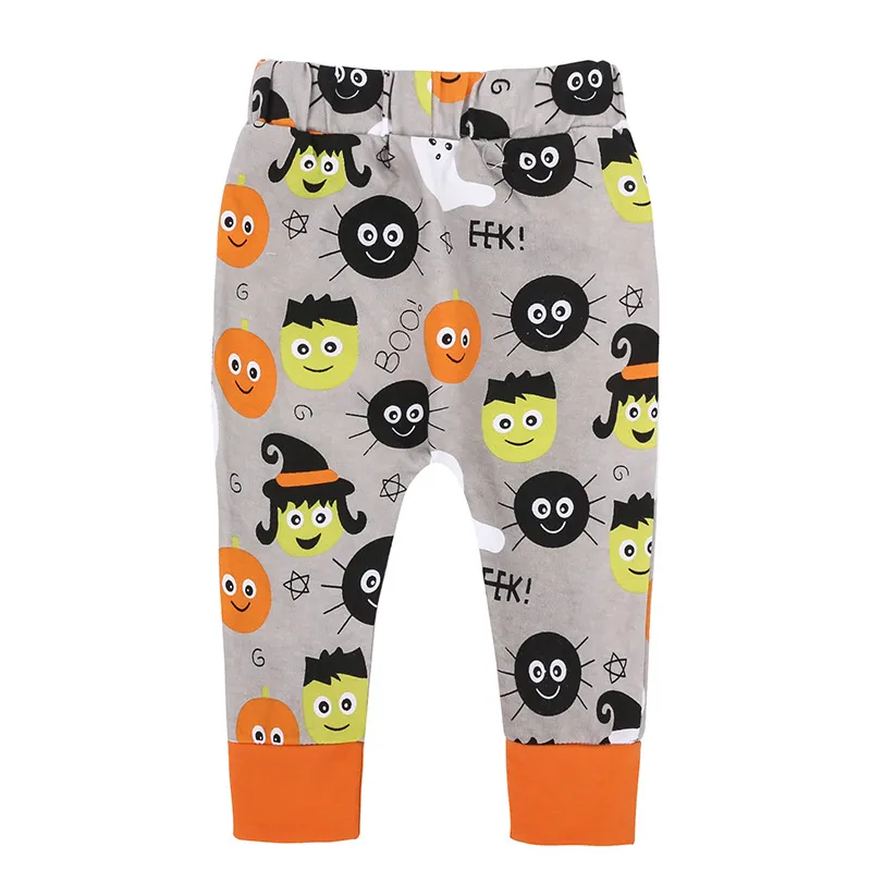 Nuovi vestiti di Halloween Zucca 3 pezzi Set bambini Pagliaccetto in cotone Tuta + Pantaloni Pantaloni + Cappello Autunno Neonati maschi Abbigliamento Abiti