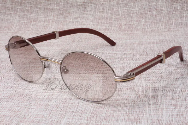 نظارة شمسية دائرية Cattle Horn Eyeglasses 7550178 Wood نظارة شمسية للرجال والنساء نظارات جلاسيس مقاس: 55-22-135 مم