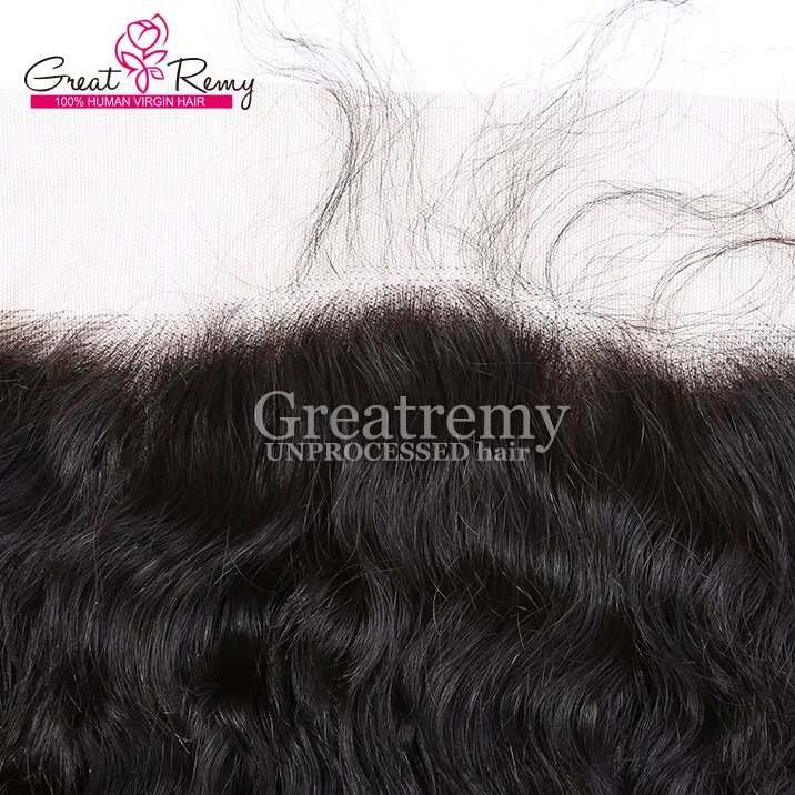 Greatremy® Brazilian Virgin Hair Frontal Fechamentos 13 * 4 Renda de Onda Profunda Frontal com Cabelo Weave Bundles Branqueado Nós